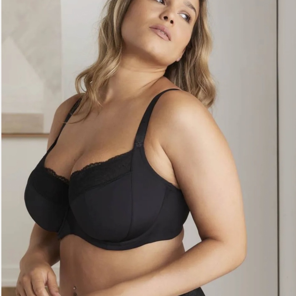 Deesse Lingerie Black Lace Trimmed Underwire Bra 38DD